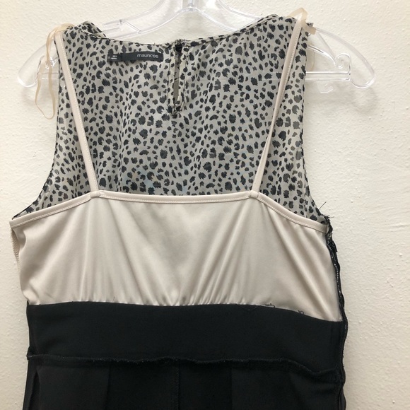 Maurices W Size 7/8 Black/Cream Scoop Neck Knee Length Dress with Ruffle Detail - Picture 9 of 16